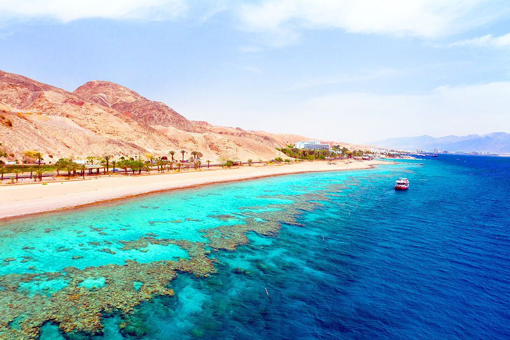 Panorama coastline of Red sea from coral reef